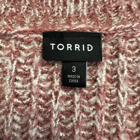 Torrid Women's Beautiful V-Neck Striped Sweater Size 3X Pink, Burgundy, Cream - Picture 5 of 6